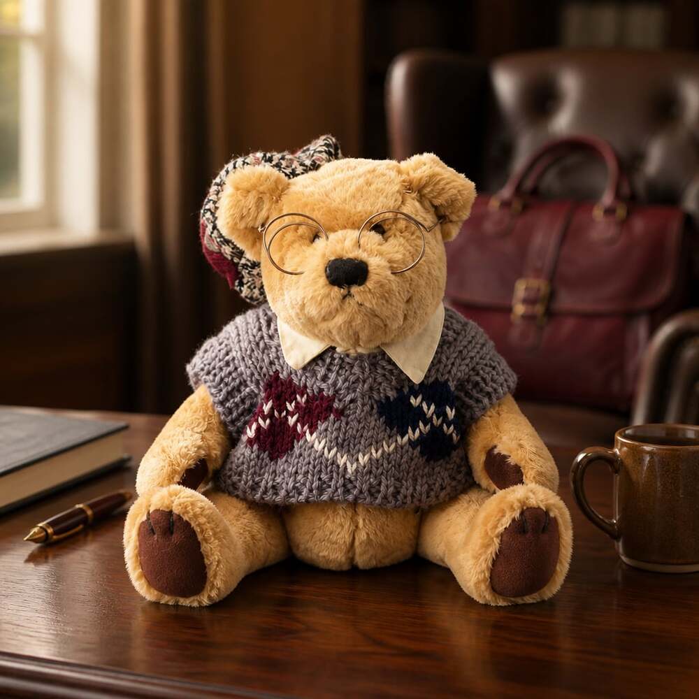Pickford Bears Ltd. Sherwood The Brass Button Bear Plush with Glasses and Sweate